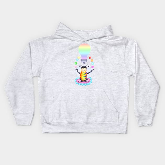 Bee Rainbow Lightbulb Idea Kids Hoodie by Art by Deborah Camp